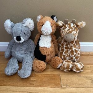 Jellycat koala and giraffe
